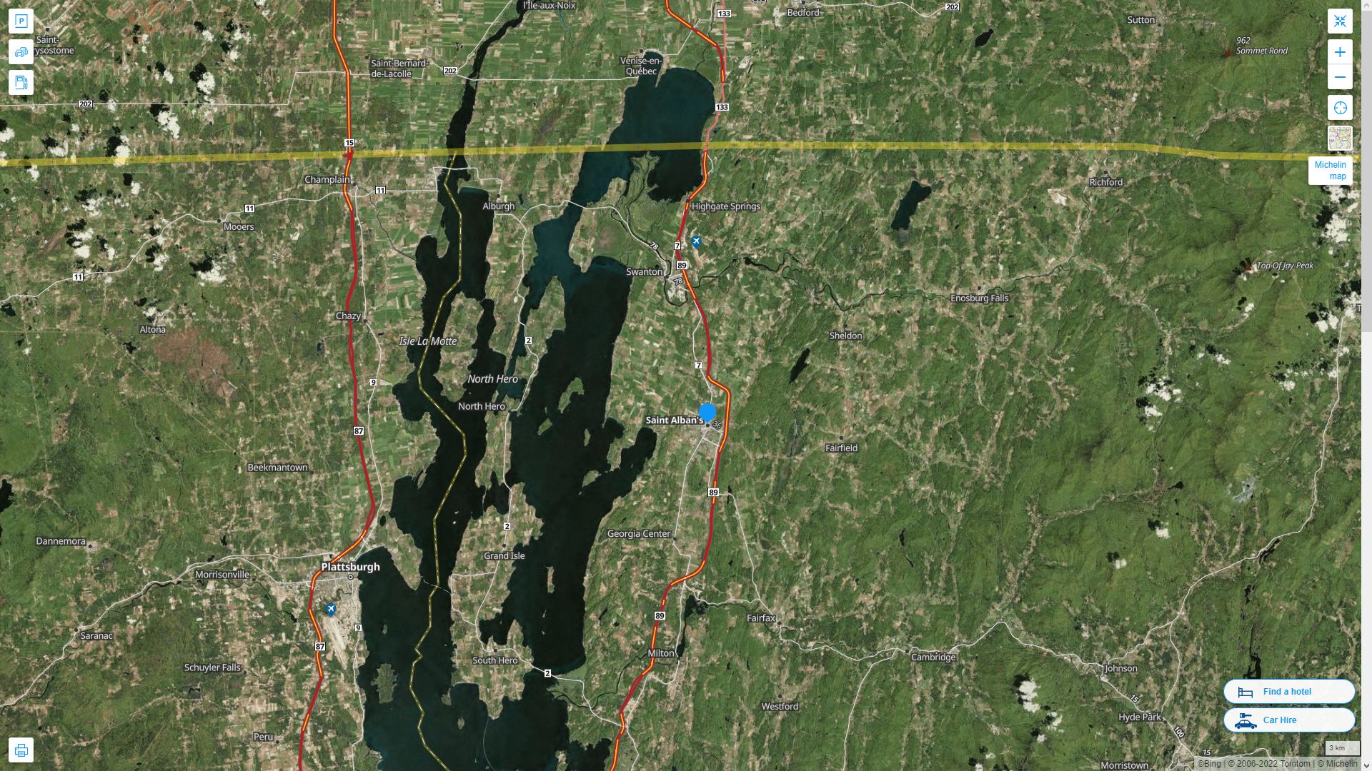 St. Albans Vermont Highway and Road Map with Satellite View
